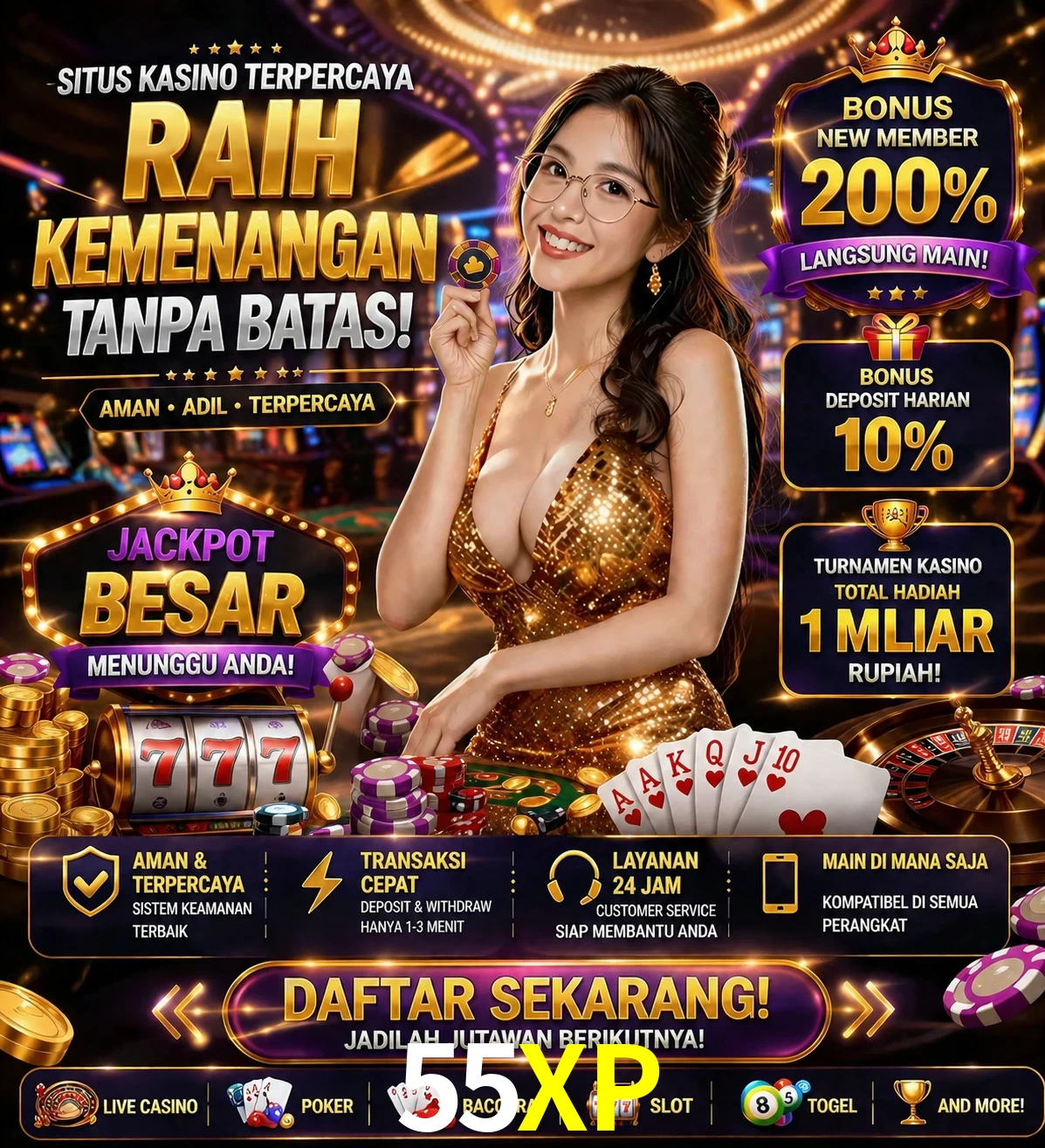 Roleta e blackjack 55XP